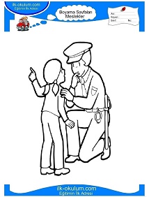 Çocuklar İçin Trafik-Polisi Boyama Sayfaları 